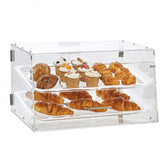 Pastry Display Case, 2-Tier Commercial Countertop Bakery Display Case, Acrylic Display Box with Rear Door Access & Removable Shelves, Keep Fresh for Donut Bagels Cake Cookie, 20.7"x13.2"x11.9"